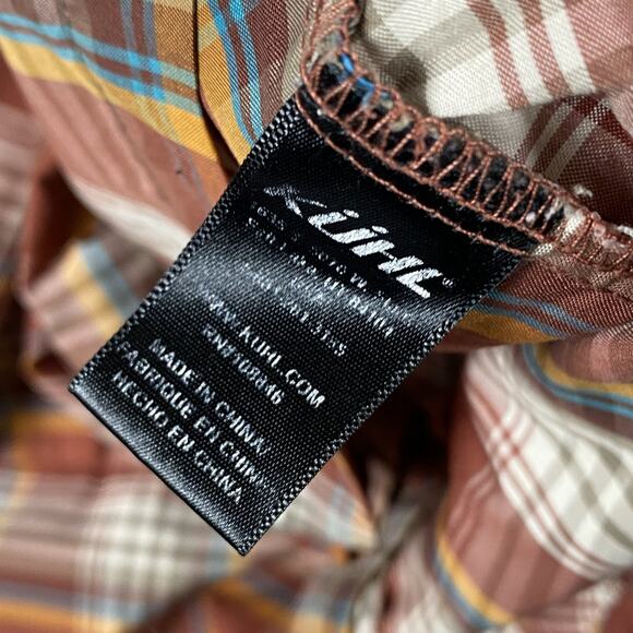 Kuhl Pearl Snap Button Shirt Men's Medium Orange Plaid Western Outdoors Work - Picture 9 of 11